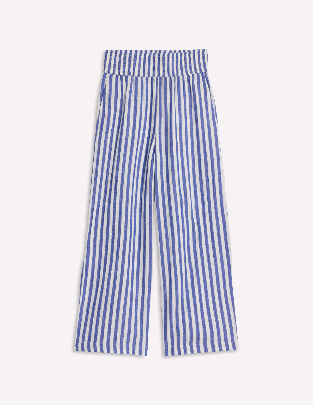 Cropped Double Cloth Trousers-Bright Blue Stripe - Image 7
