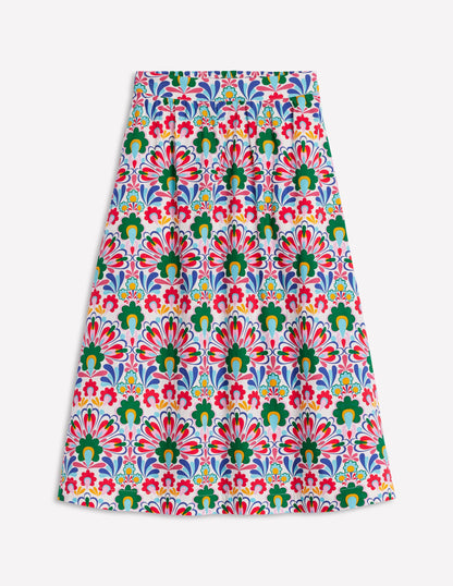 Hattie Poplin Midi Skirt-Multi, Decorative Dandelion-5