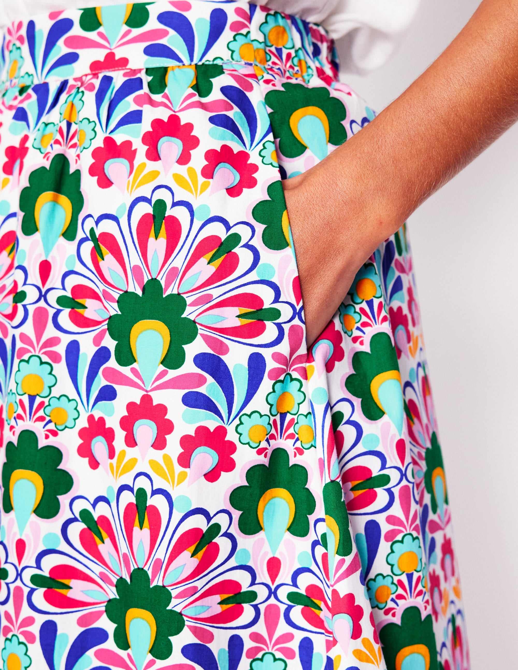 Hattie Poplin Midi Skirt-Multi, Decorative Dandelion - Image 2