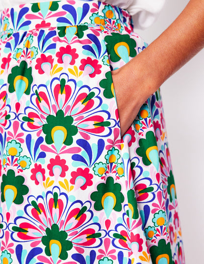 Hattie Poplin Midi Skirt-Multi, Decorative Dandelion-2