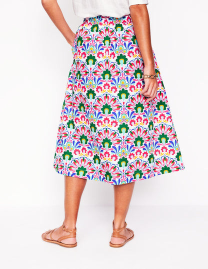 Hattie Poplin Midi Skirt-Multi, Decorative Dandelion-3