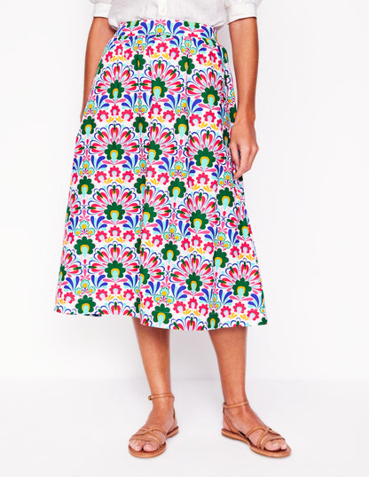Hattie Poplin Midi Skirt-Multi, Decorative Dandelion-4
