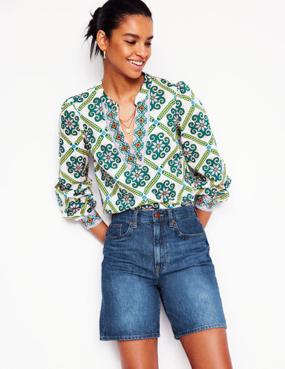 Mid Thigh Denim Shorts-Mid Vintage-1