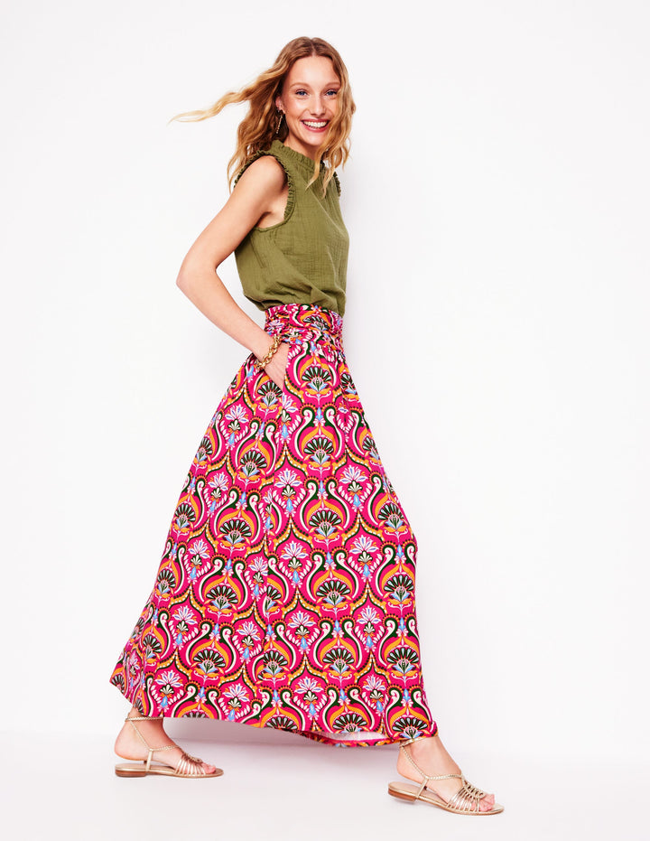 Rosaline Jersey Skirt-Pink Peony, Ornamental Floral