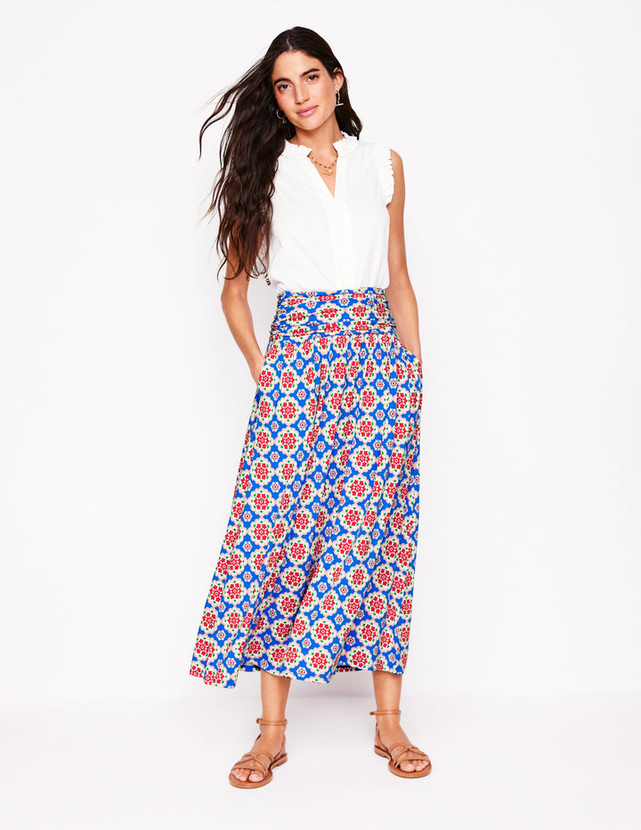 Rosaline Jersey Skirt-Cerulean Blue, Bloom Geo