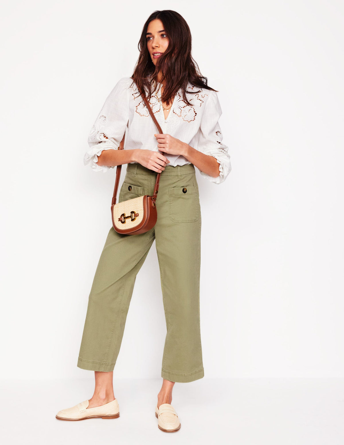 Patch Pocket Crop Chino-Larch Green - Image 1