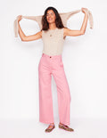 Cropped Fluid Jeans-Almond Pink