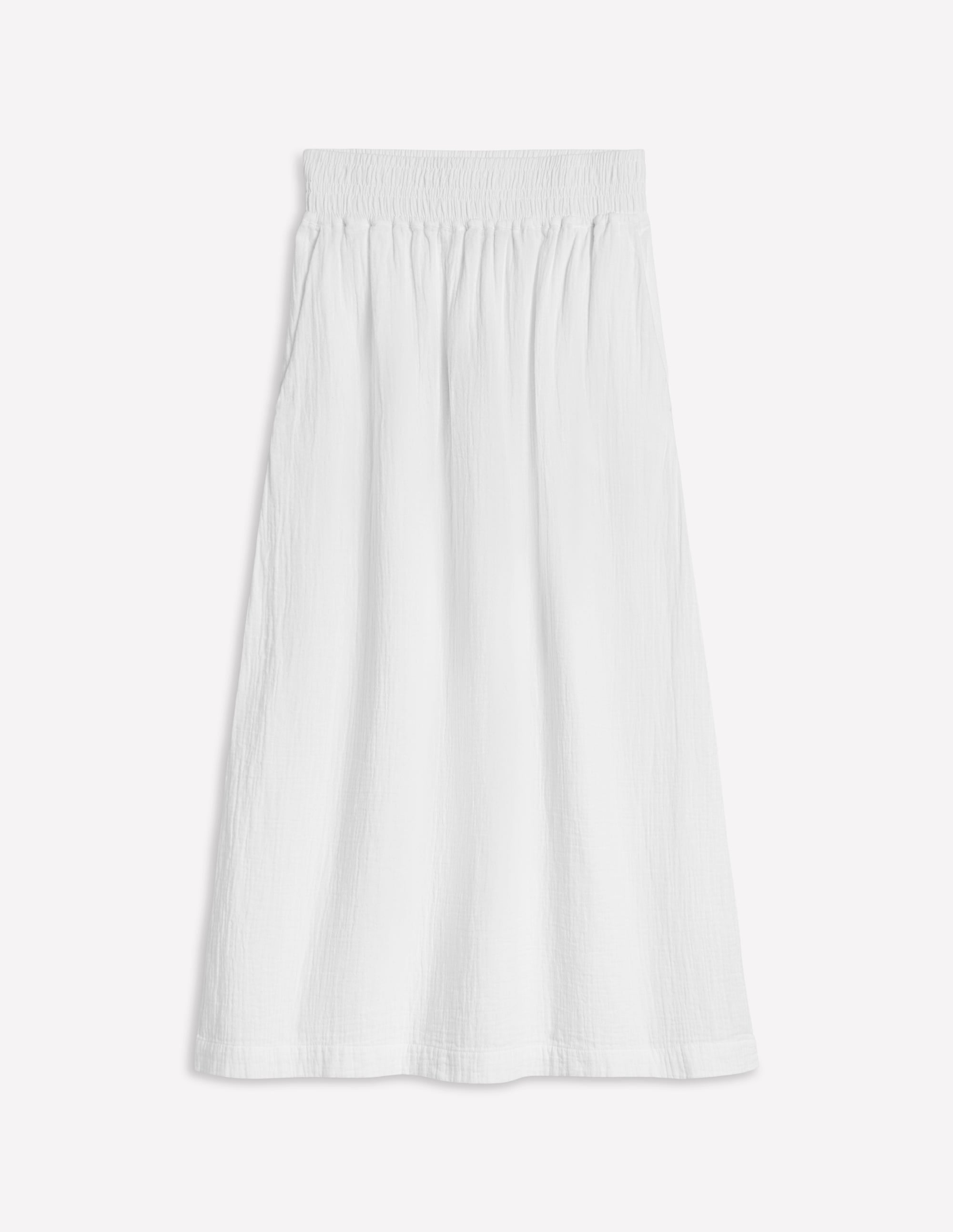 Double Cloth Smocked Skirt-White - Image 5