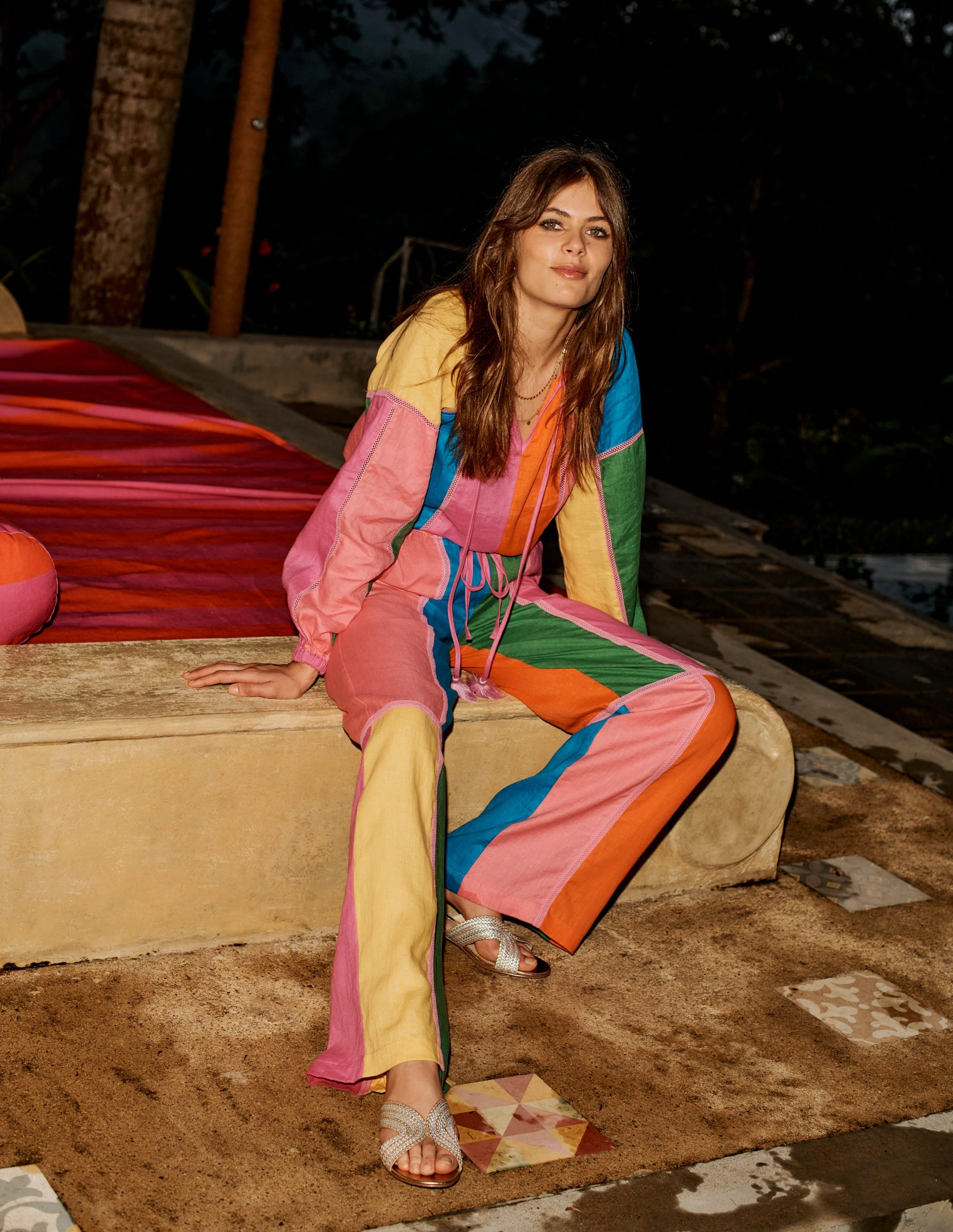 Islington Linen Trousers-Multi Colourblock - Image 5
