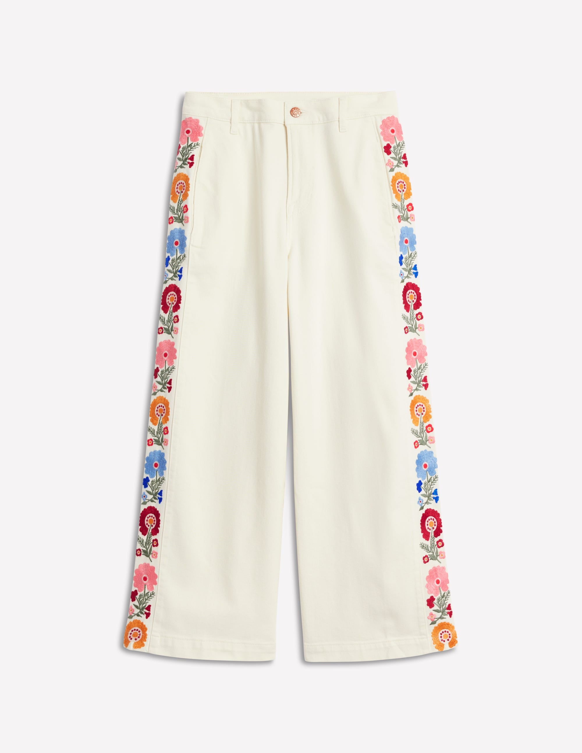 Cropped Embroidered Jeans-Ivory Embroidery - Image 8