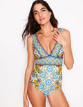 Porto V-neck Swimsuit-Multi, Citrus Vine Tile
