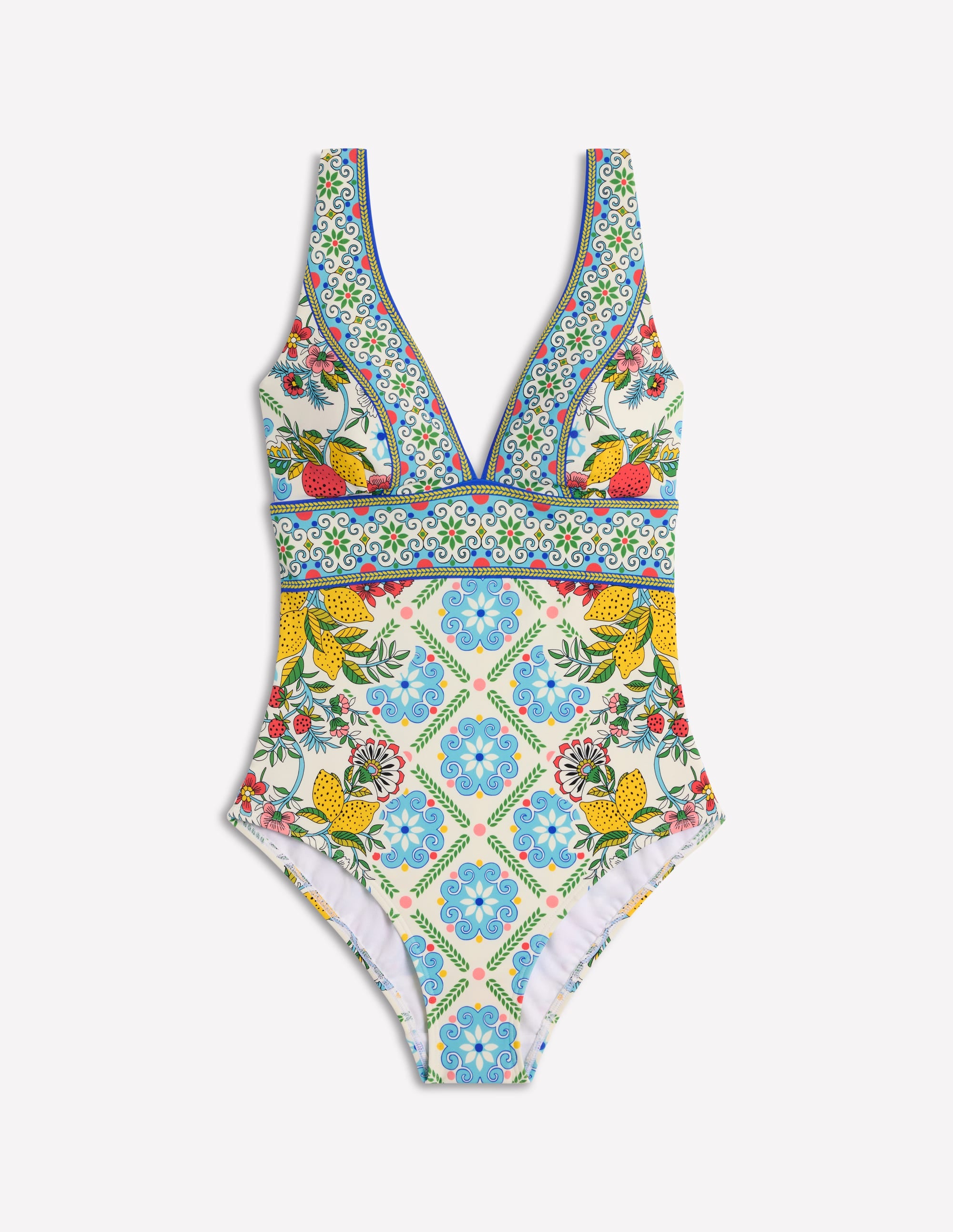 Porto V-neck Swimsuit-Multi, Citrus Vine Tile - Image 8