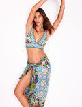 Porto V-neck Bikini Top-Multi, Citrus Vine Tile