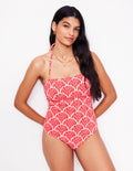 Milos Smocked Swimsuit-Jam Red, Blossomy