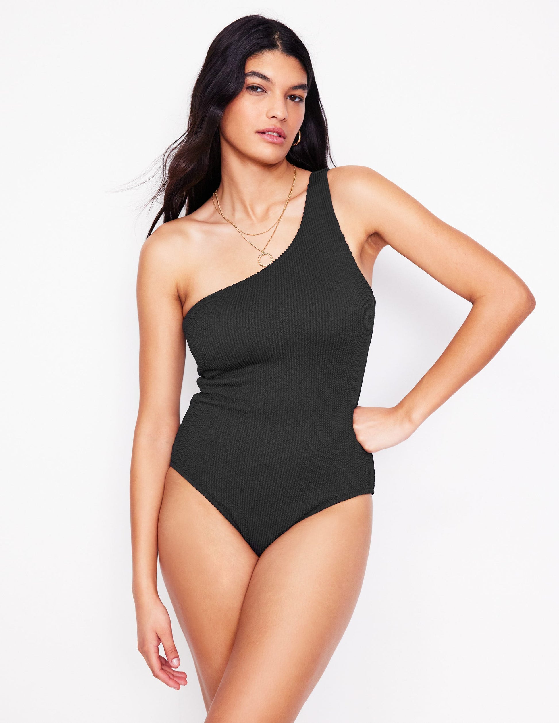 One Shoulder Swimsuit-Black-5
