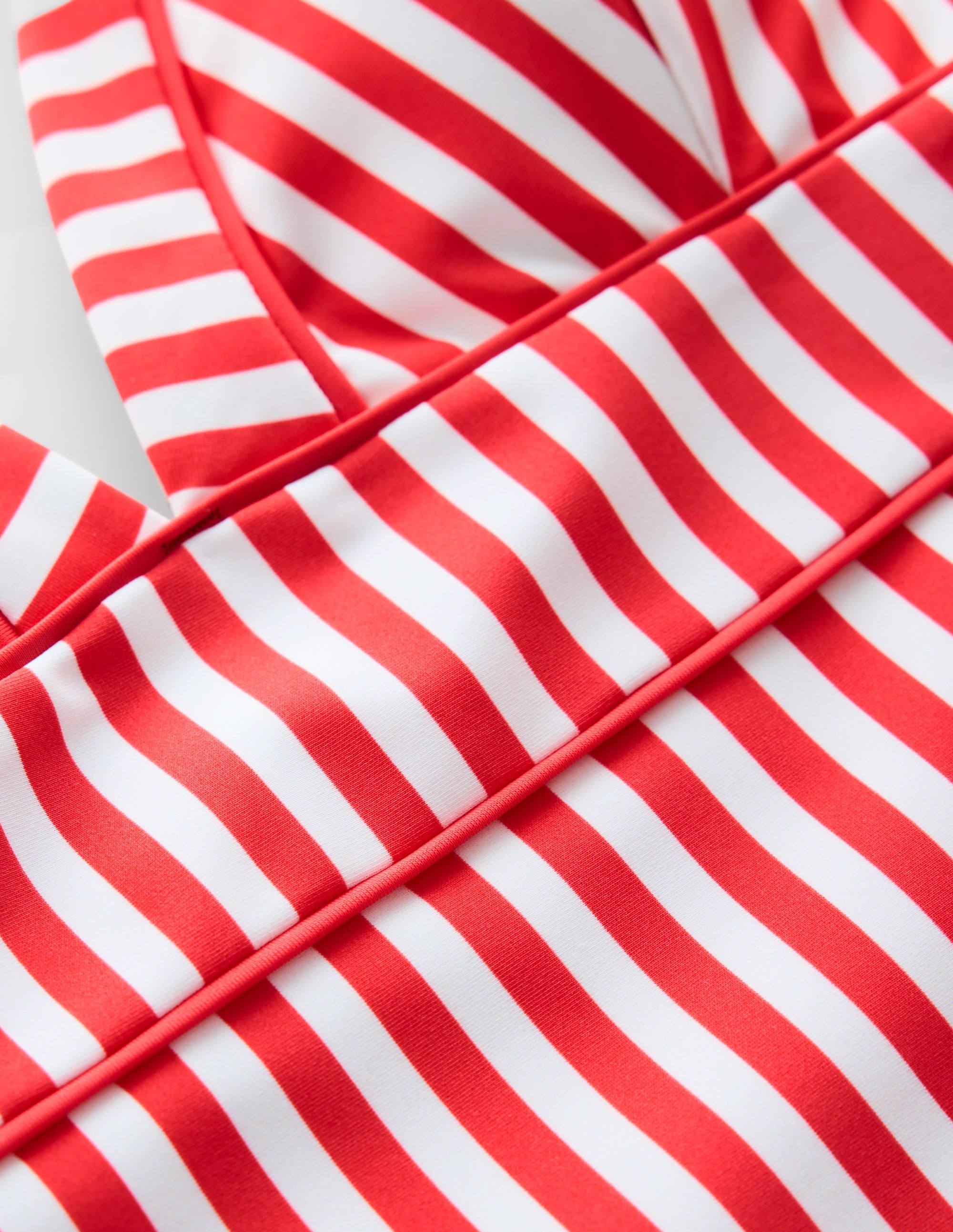 Kasos String V Neck Swimsuit-Coral Punch/ Ivory Stripe - Image 9