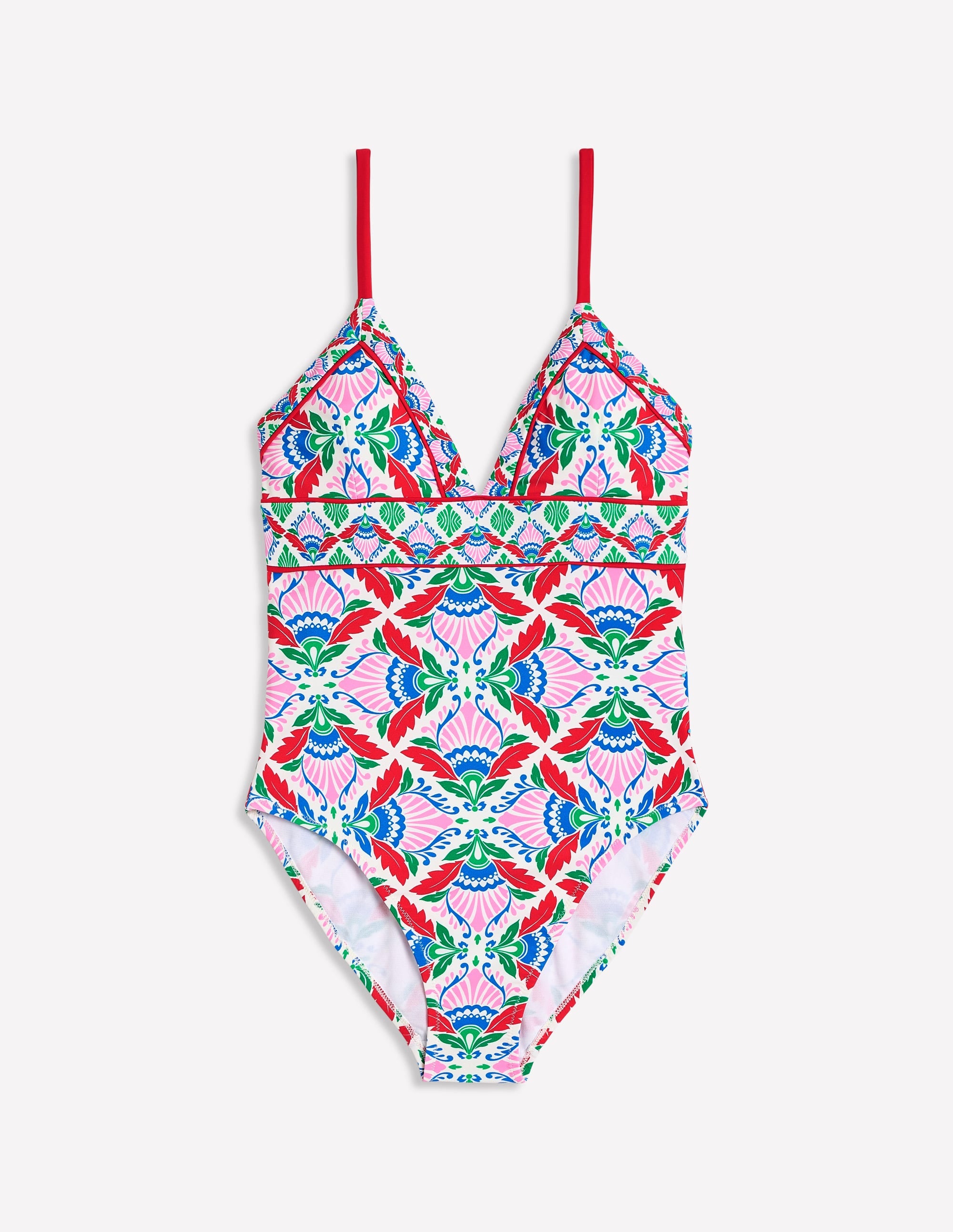 Kasos String V Neck Swimsuit-Multi, Ornate Thistle - Image 5