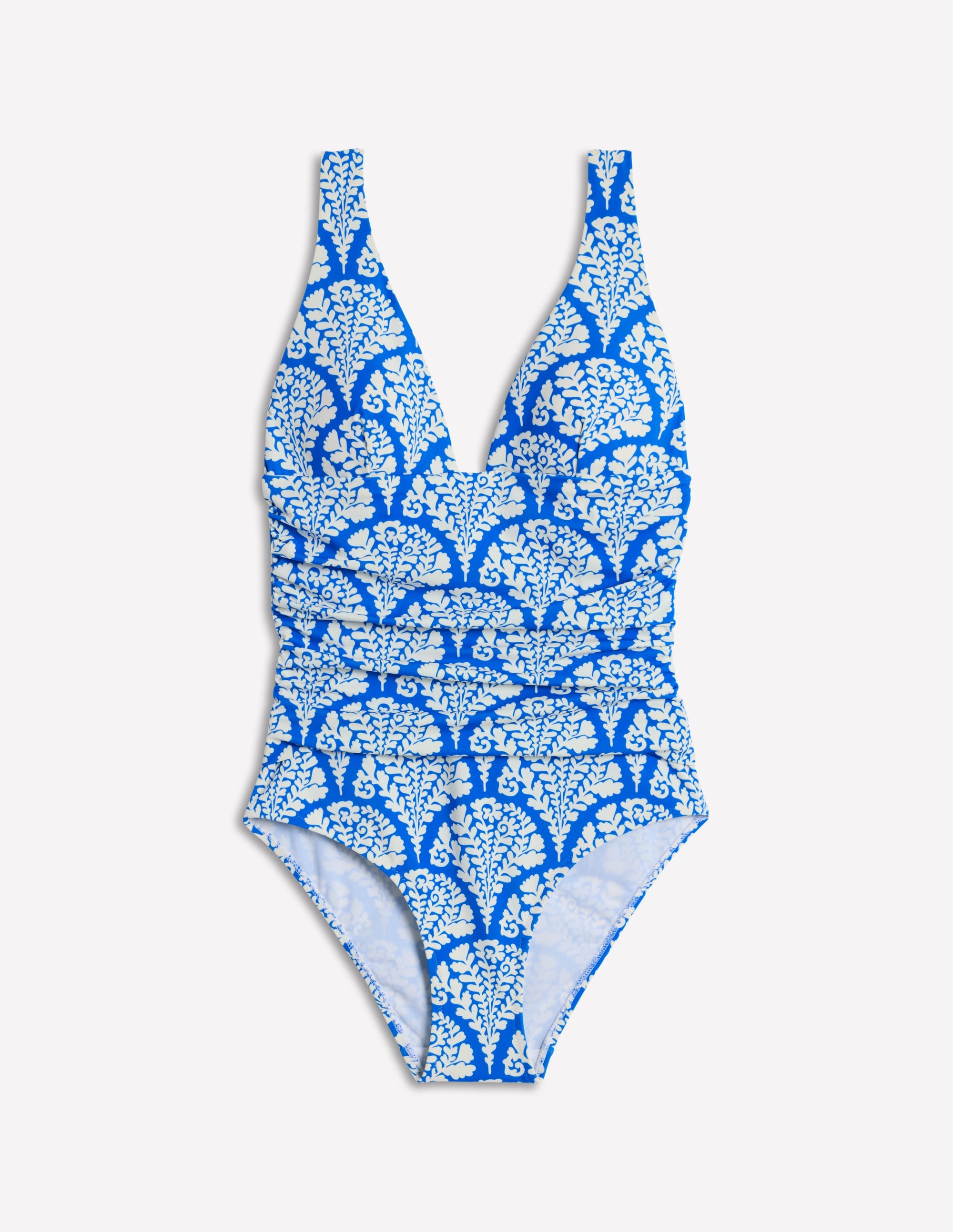 Mykonos Deep V Swimsuit-Cerulean Blue, Blossomy - Image 7