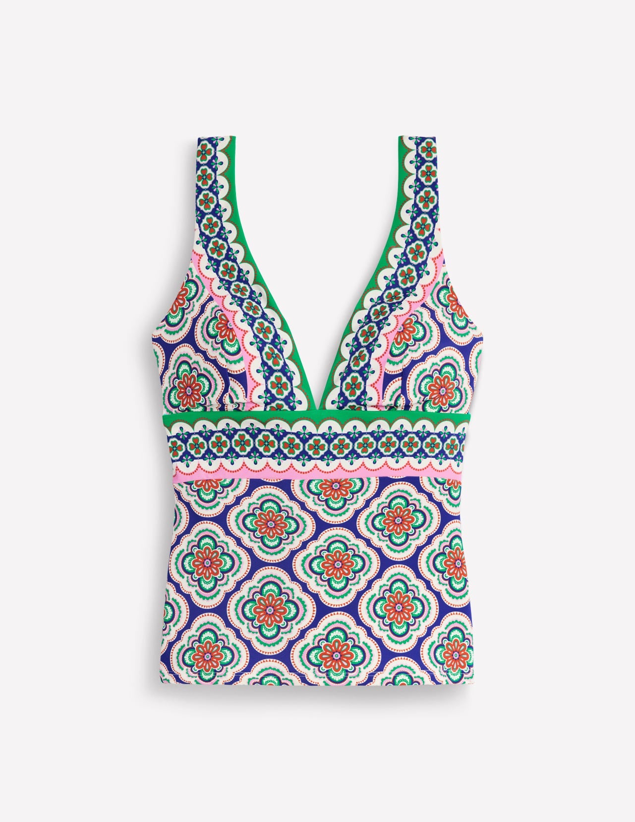 Porto Tankini Top-Bright Blue, Botanic Blush - Image 6