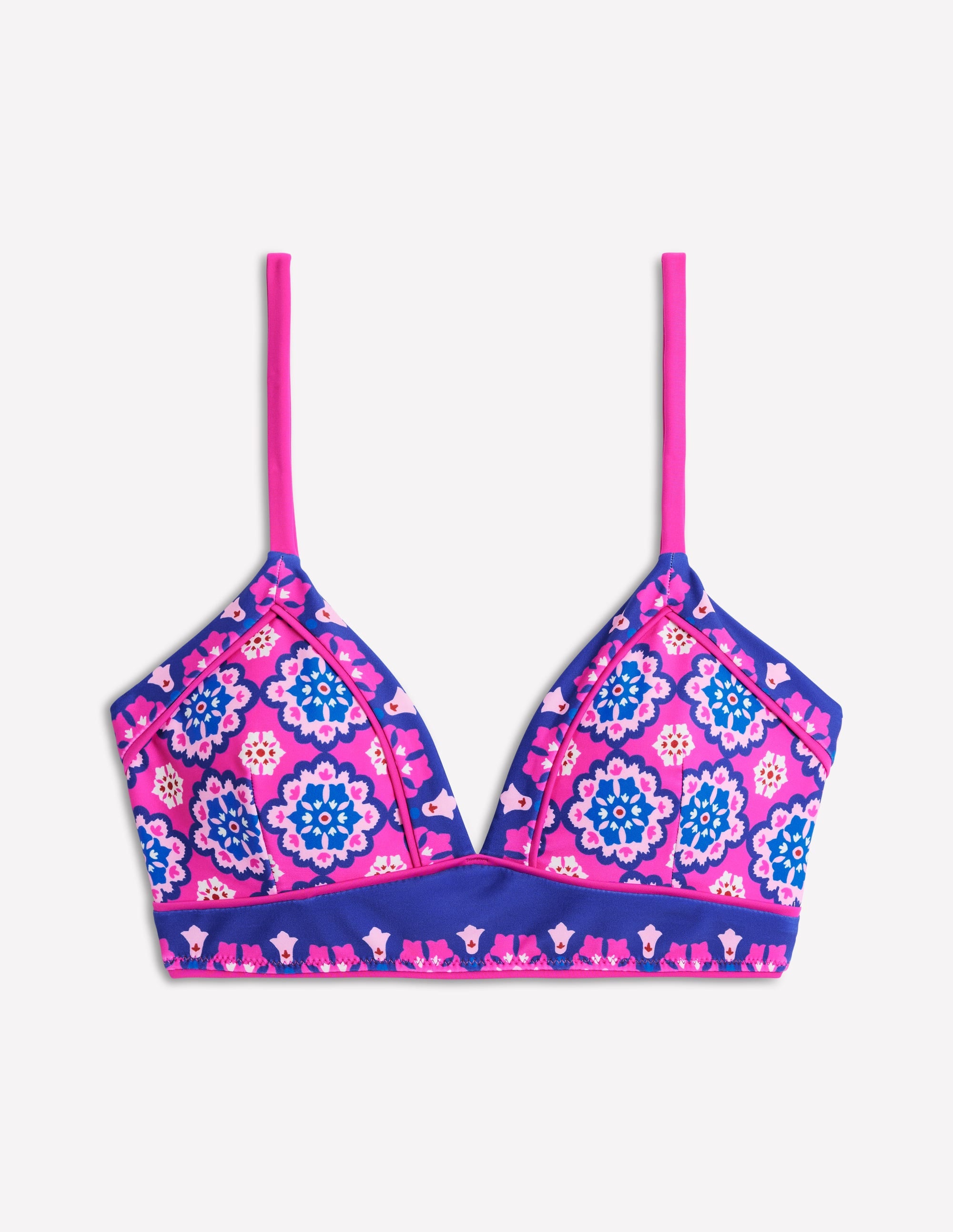 Kasos String V Neck Bikini Top-Cosmos Pink, Geo - Image 7