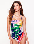 Paros Bandeau Swimsuit-Multi, Foliage Twirl