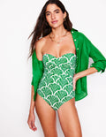 Andros Twist Front Swimsuit-Rich Emerald, Blossomy