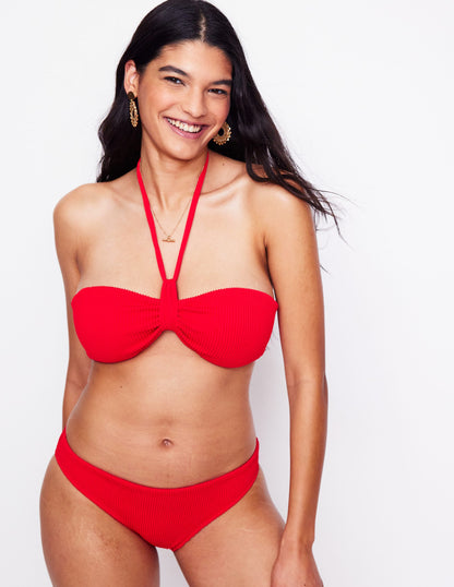 Crinkle Texture Bikini Top-Tulip Red-5