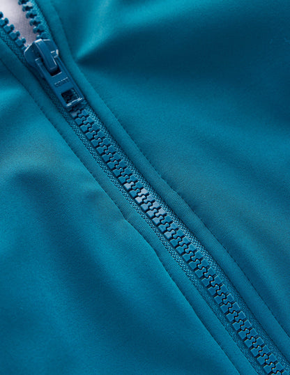 Sporty Raglan Sleeve Swimsuit-Oceanside Blue-7