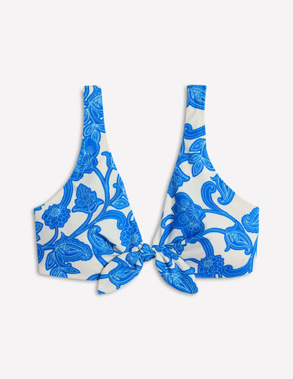 Tie Front Bikini Top-Cerulean Blue, Paisley Whirl-7