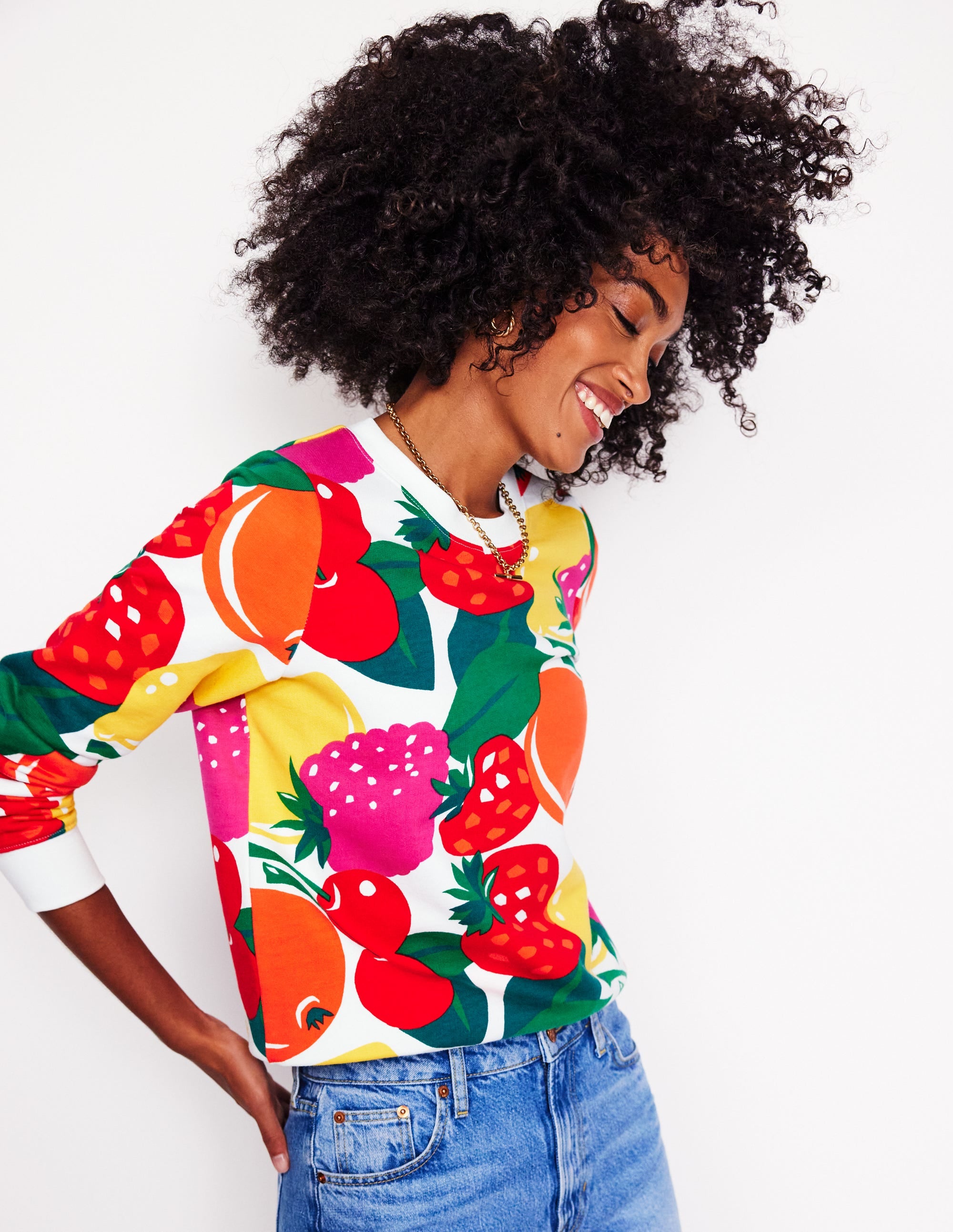 Hannah Printed Sweatshirt-Multi, Summer Fruits - Image 4