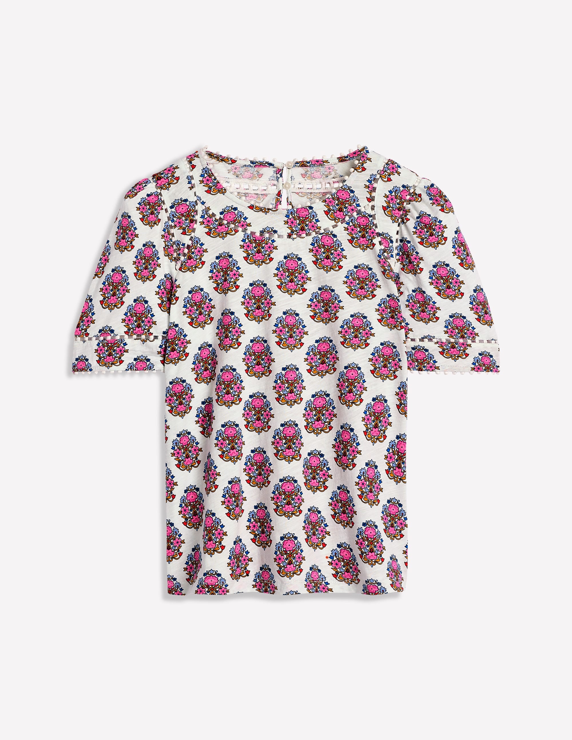 Mila Trim Detail Top-Ivory, Wildflower Stamp - Image 5