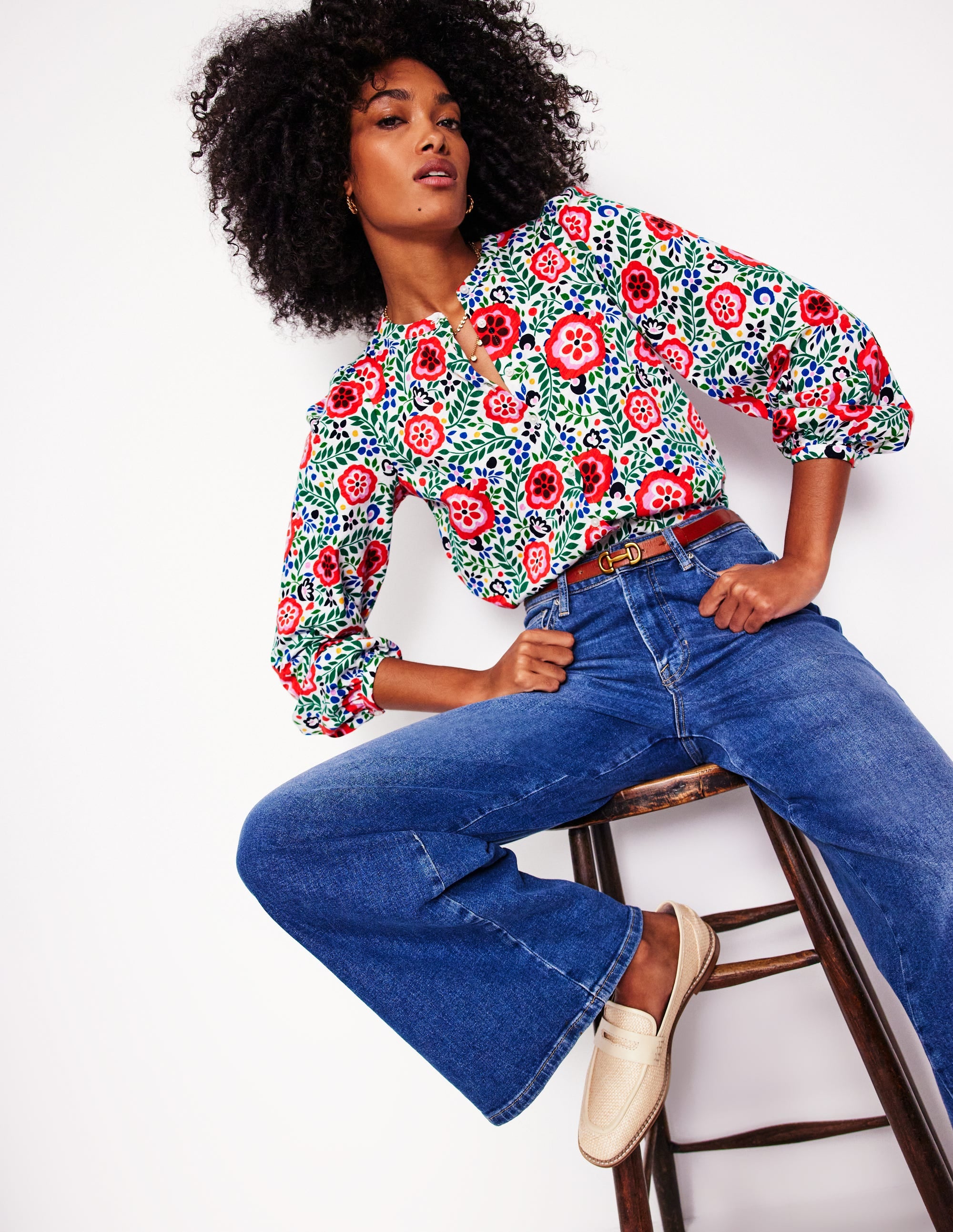 Marina Jersey Shirt-Multi, Foliage Scatter - Image 1