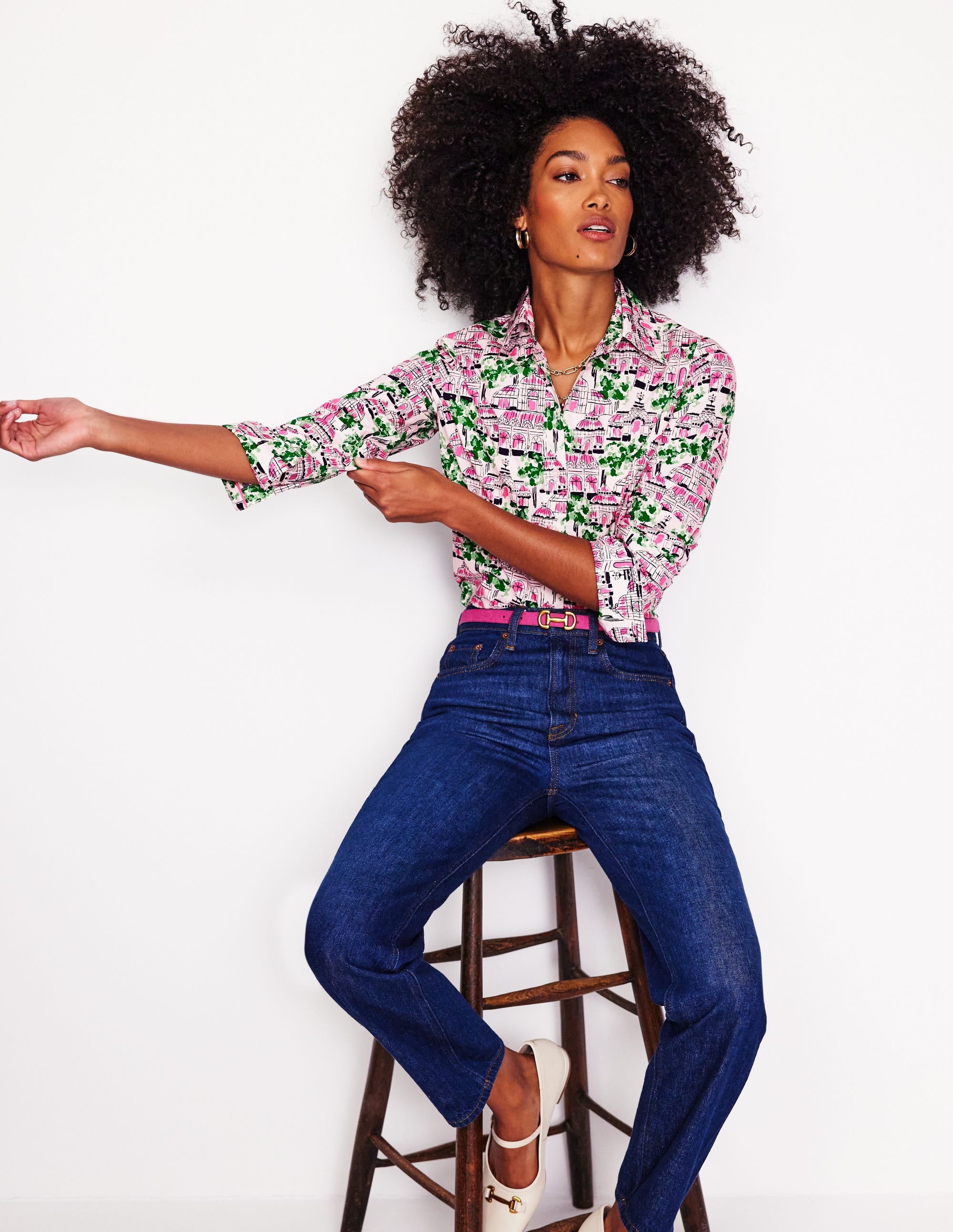 Sienna Cotton Shirt-Ivory, Botanical Greenhouse - Image 1