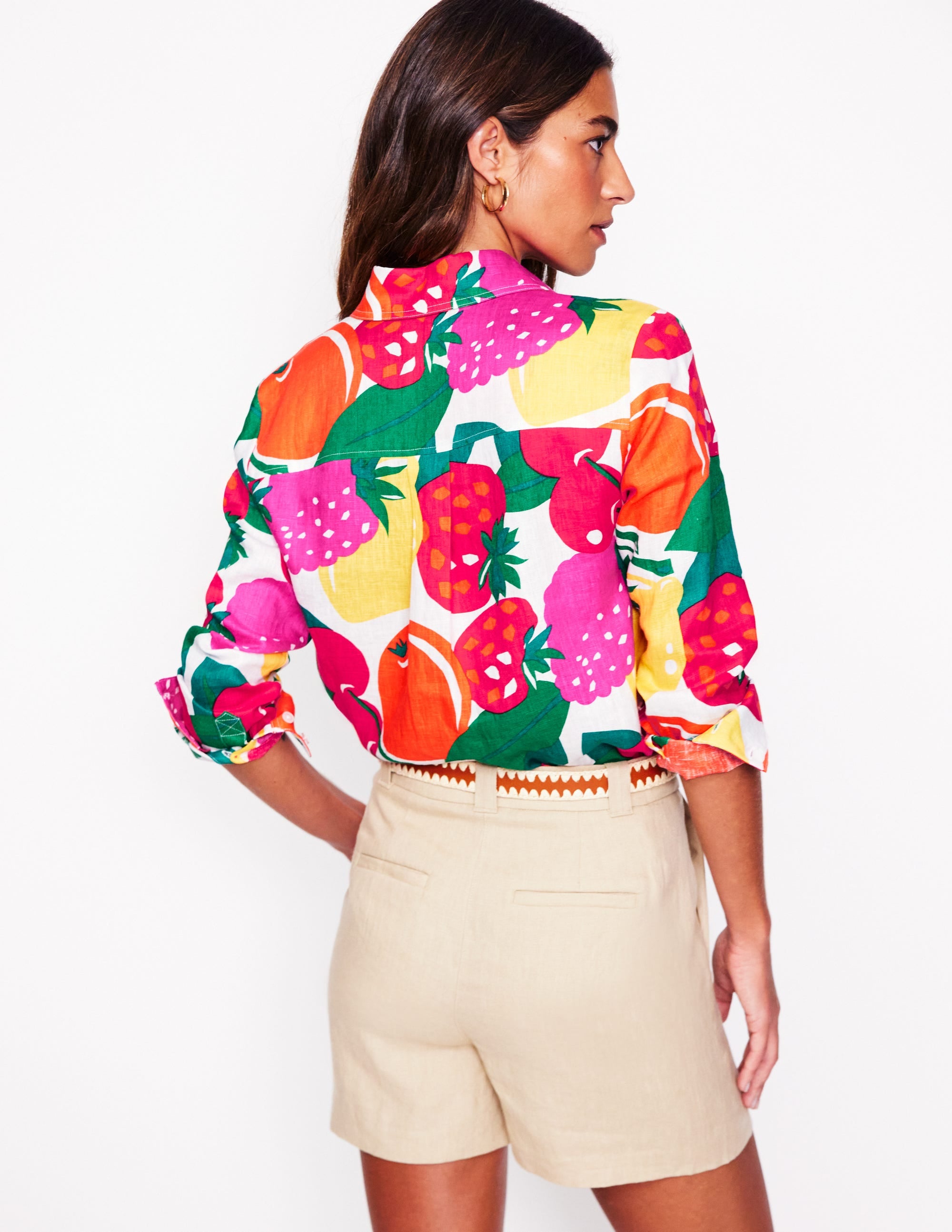 Sienna Linen Shirt-Multi, Summer Fruits - Image 3
