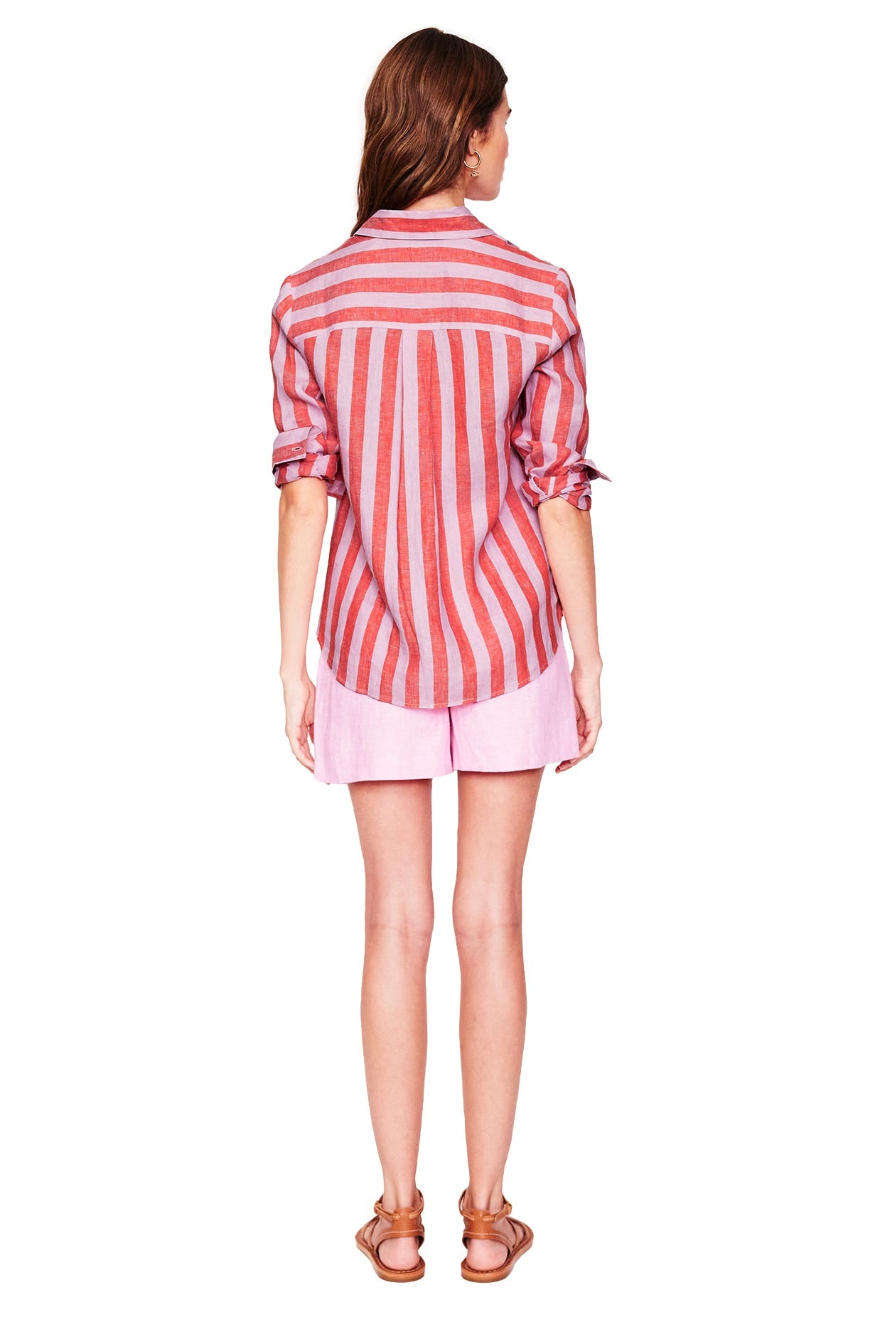 Sienna Linen Shirt-Firecracker and Pink Stripe - Image 6