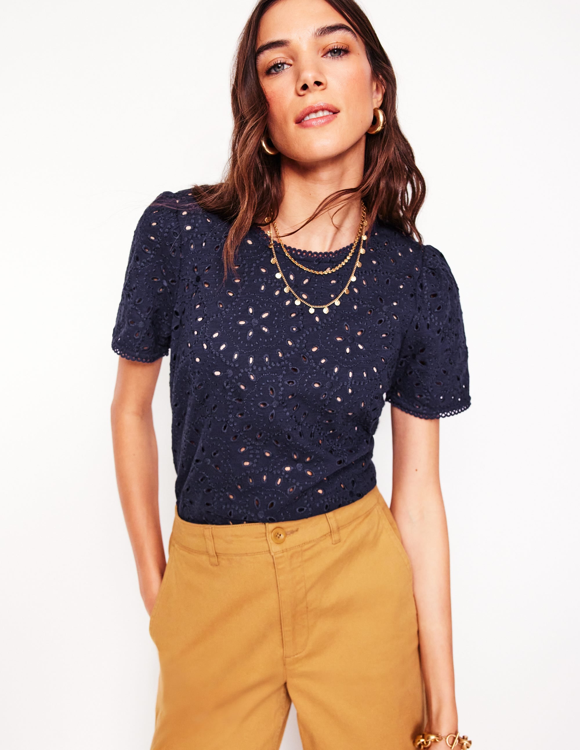Edi Embroidered Top-Navy - Image 1