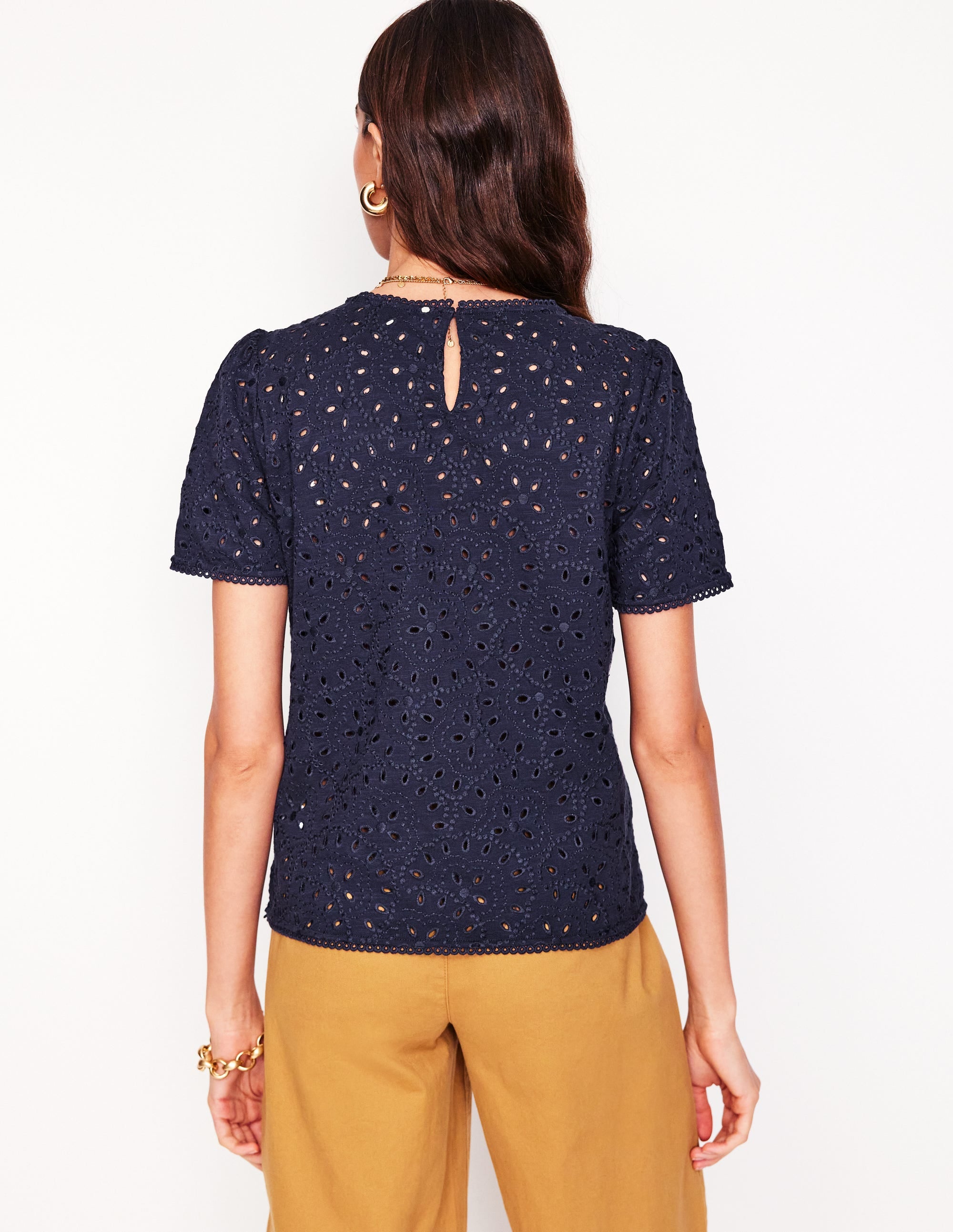 Edi Embroidered Top-Navy - Image 3