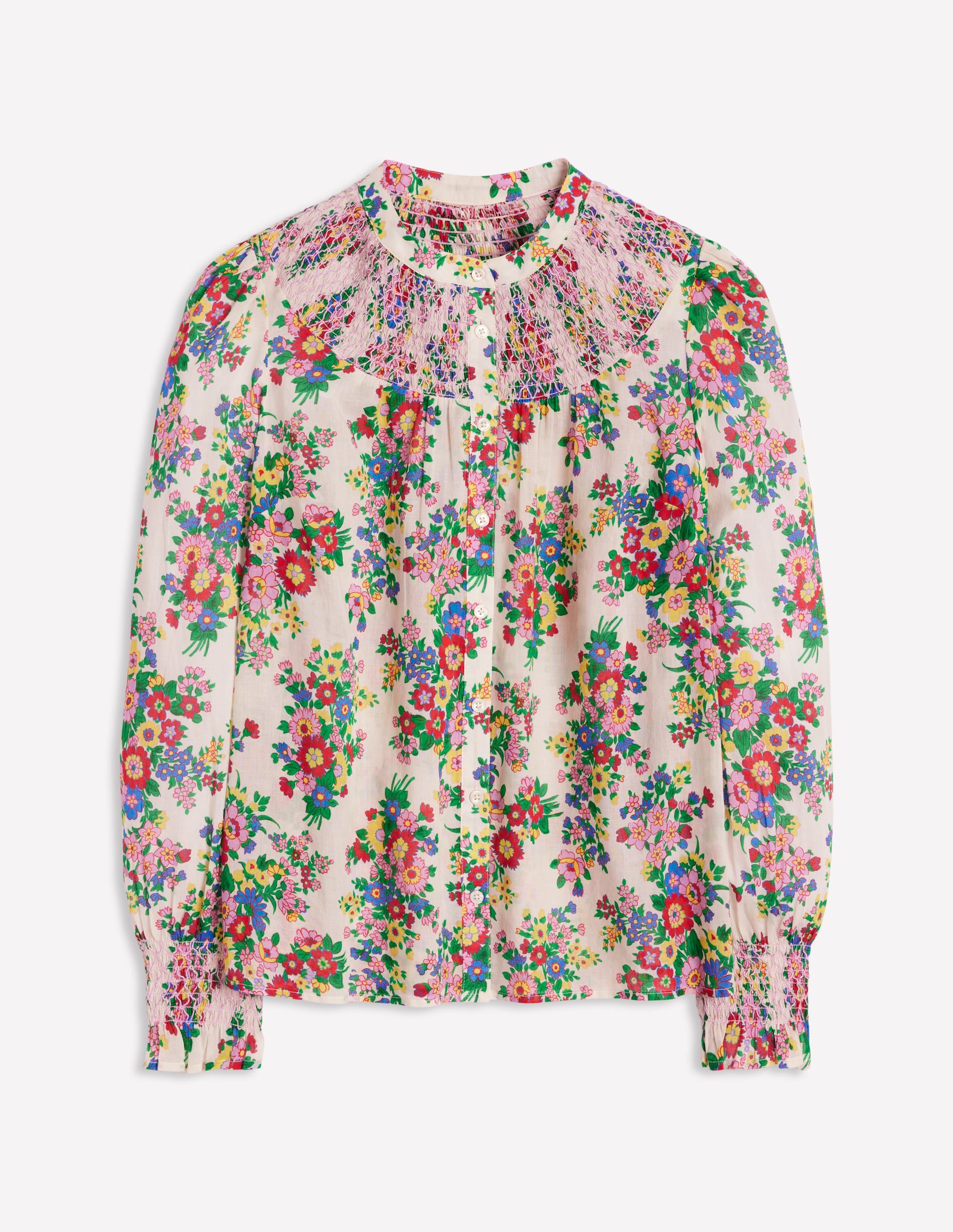 Effie Smocked Blouse-Multi, Bouquet Cluster - Image 8