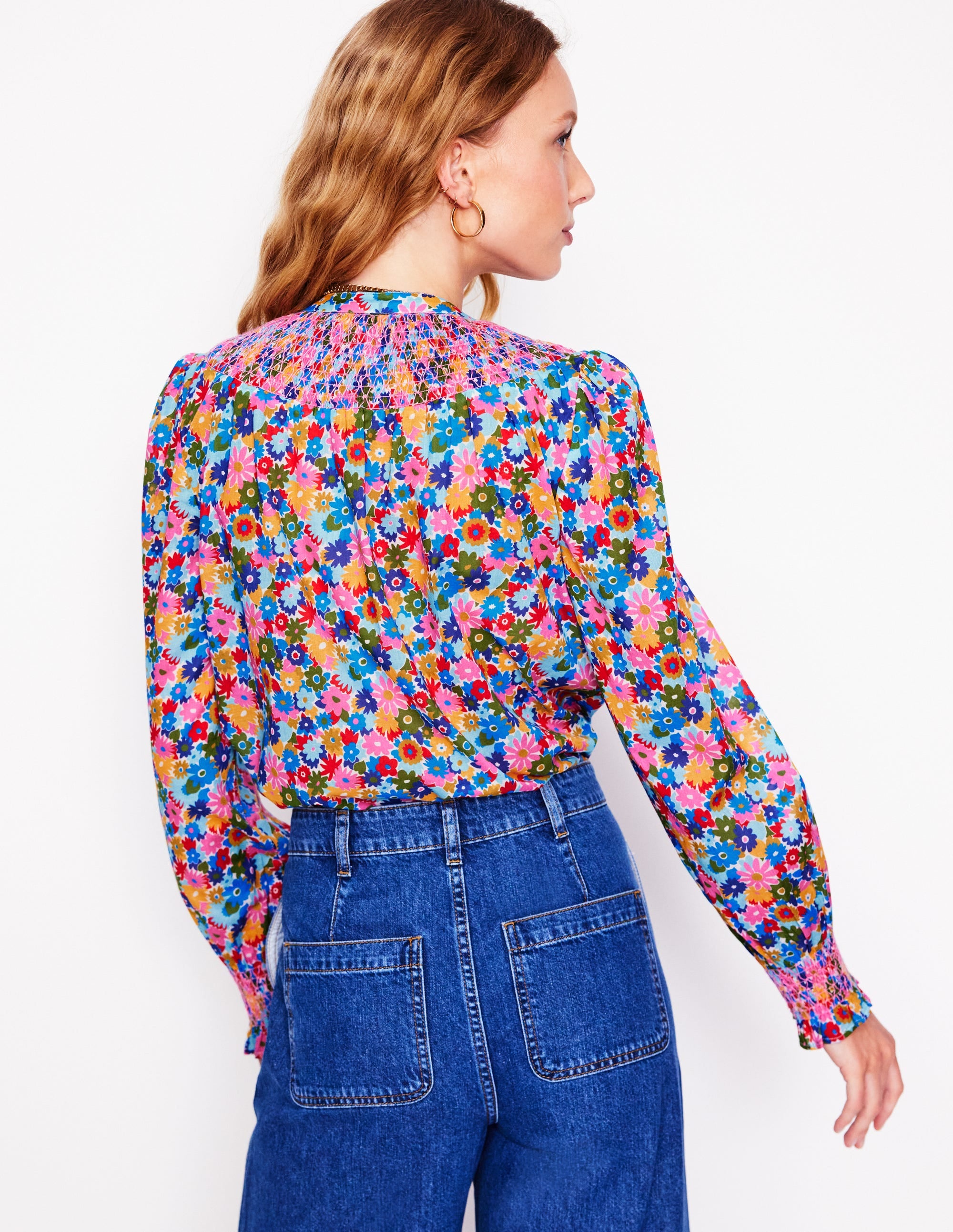 Effie Smocked Blouse-Multi, Paintbox Ditsy - Image 5