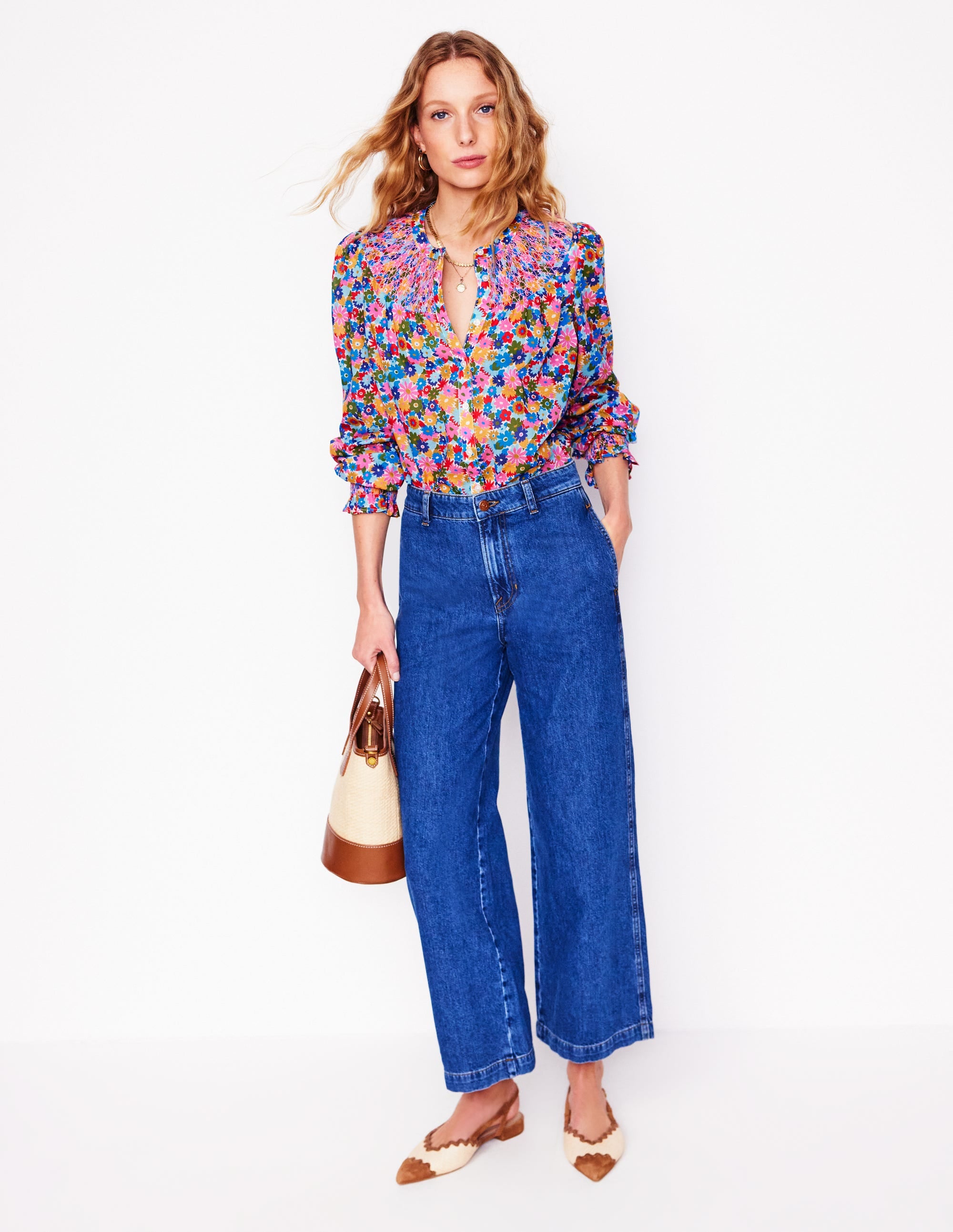 Effie Smocked Blouse-Multi, Paintbox Ditsy - Image 6