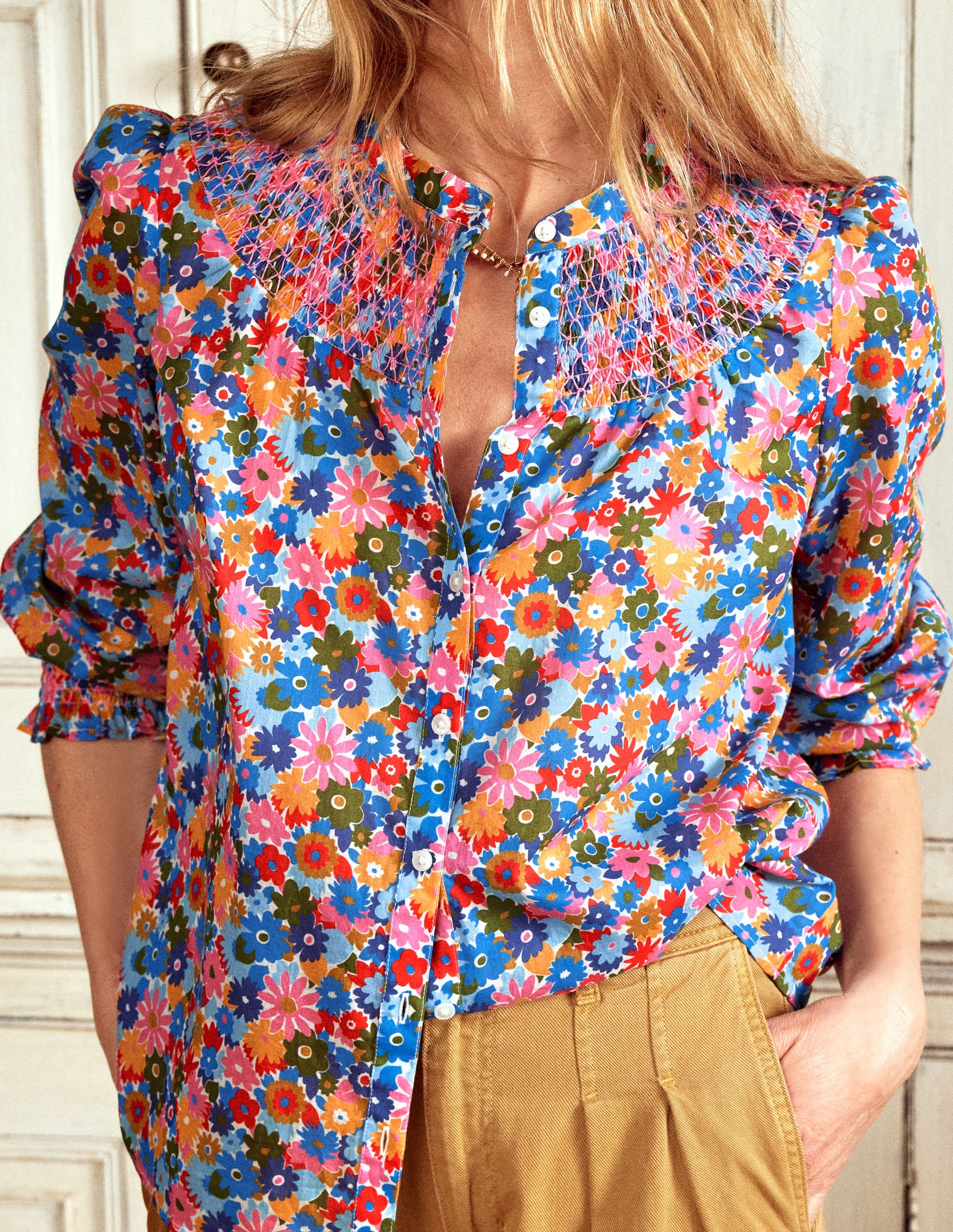 Effie Smocked Blouse-Multi, Paintbox Ditsy - Image 2