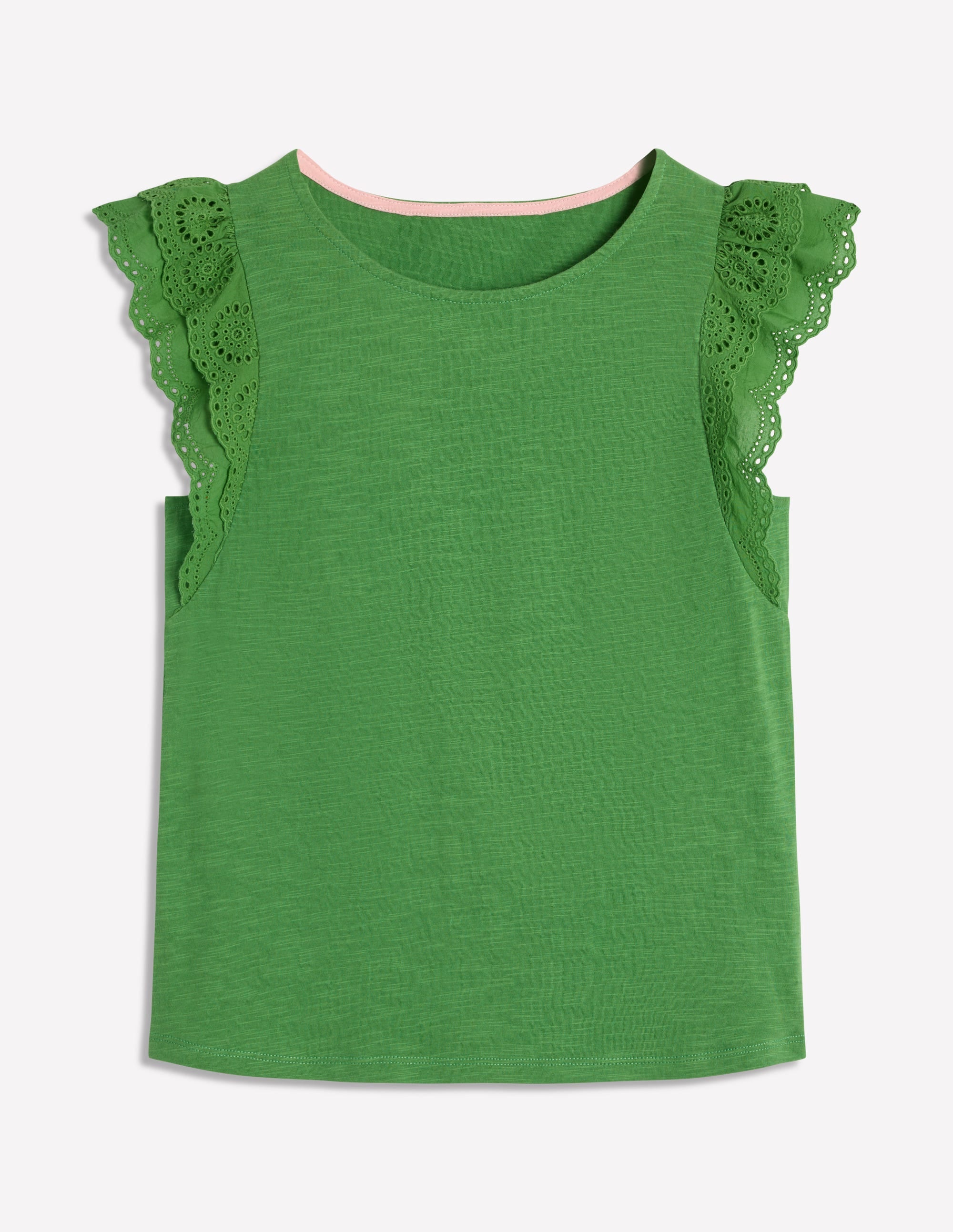 Belle Broderie Sleeve Top-Paradise Green - Image 5
