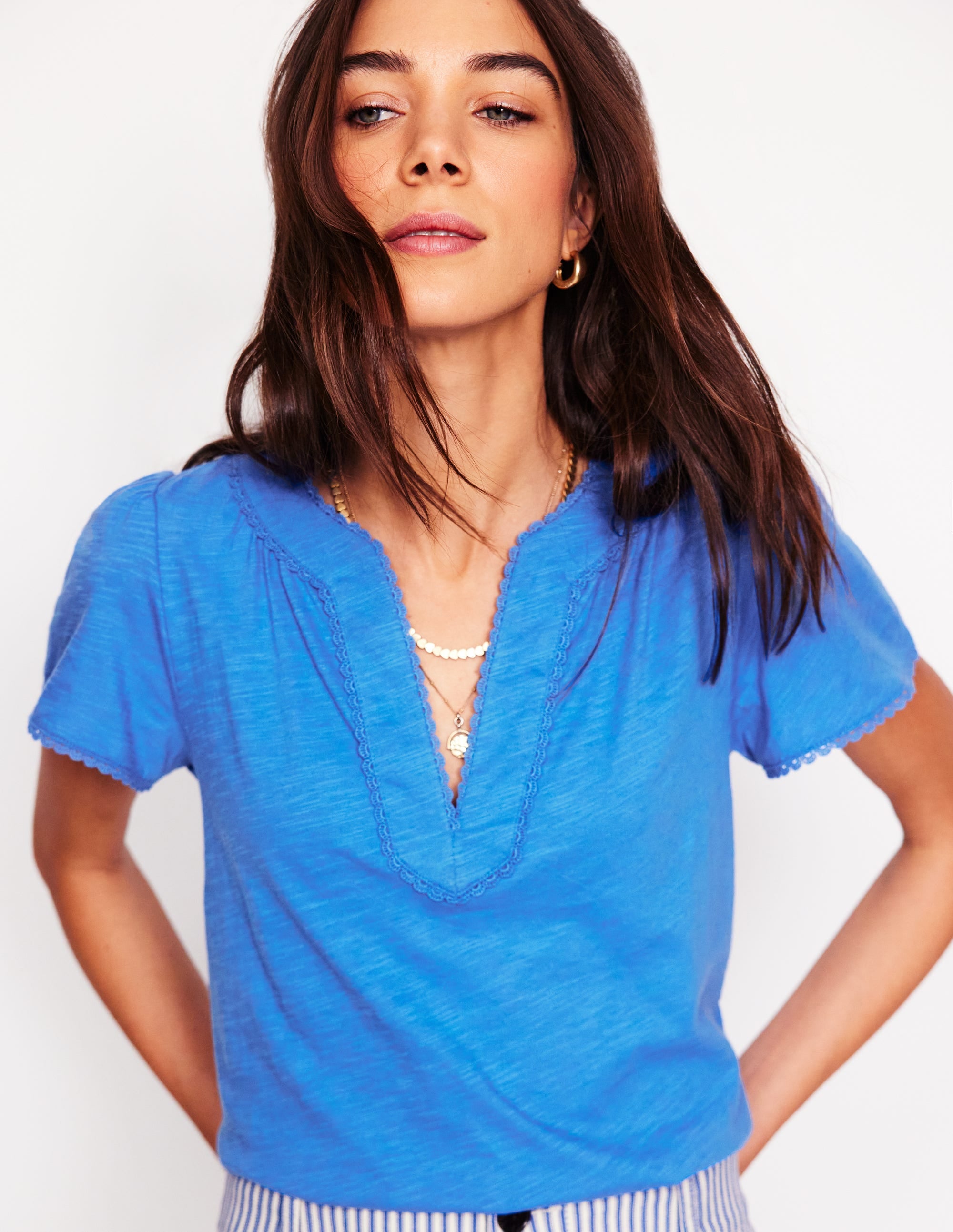 Ava Short Sleeve Top-Peacock Plume Blue - Image 4