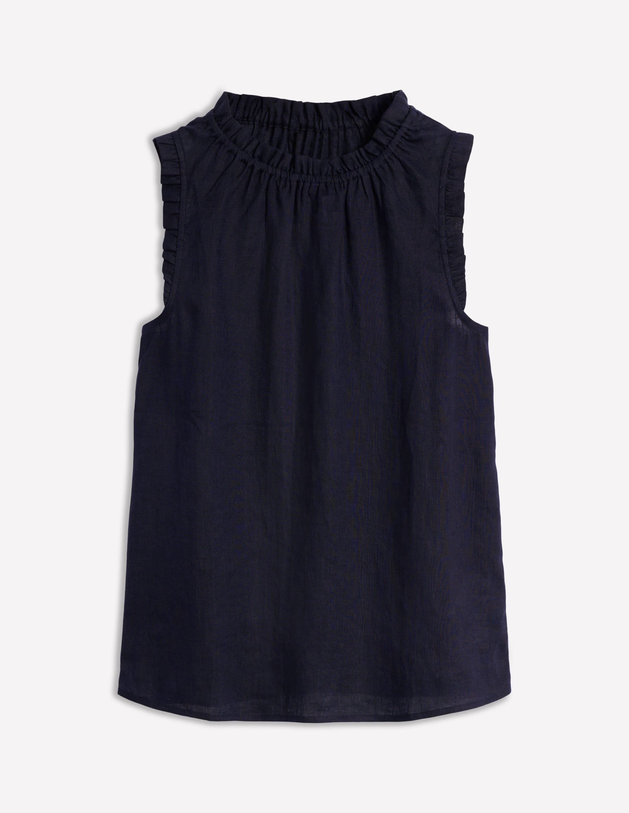 Sophie Ruffle Linen Top-Navy - Image 5