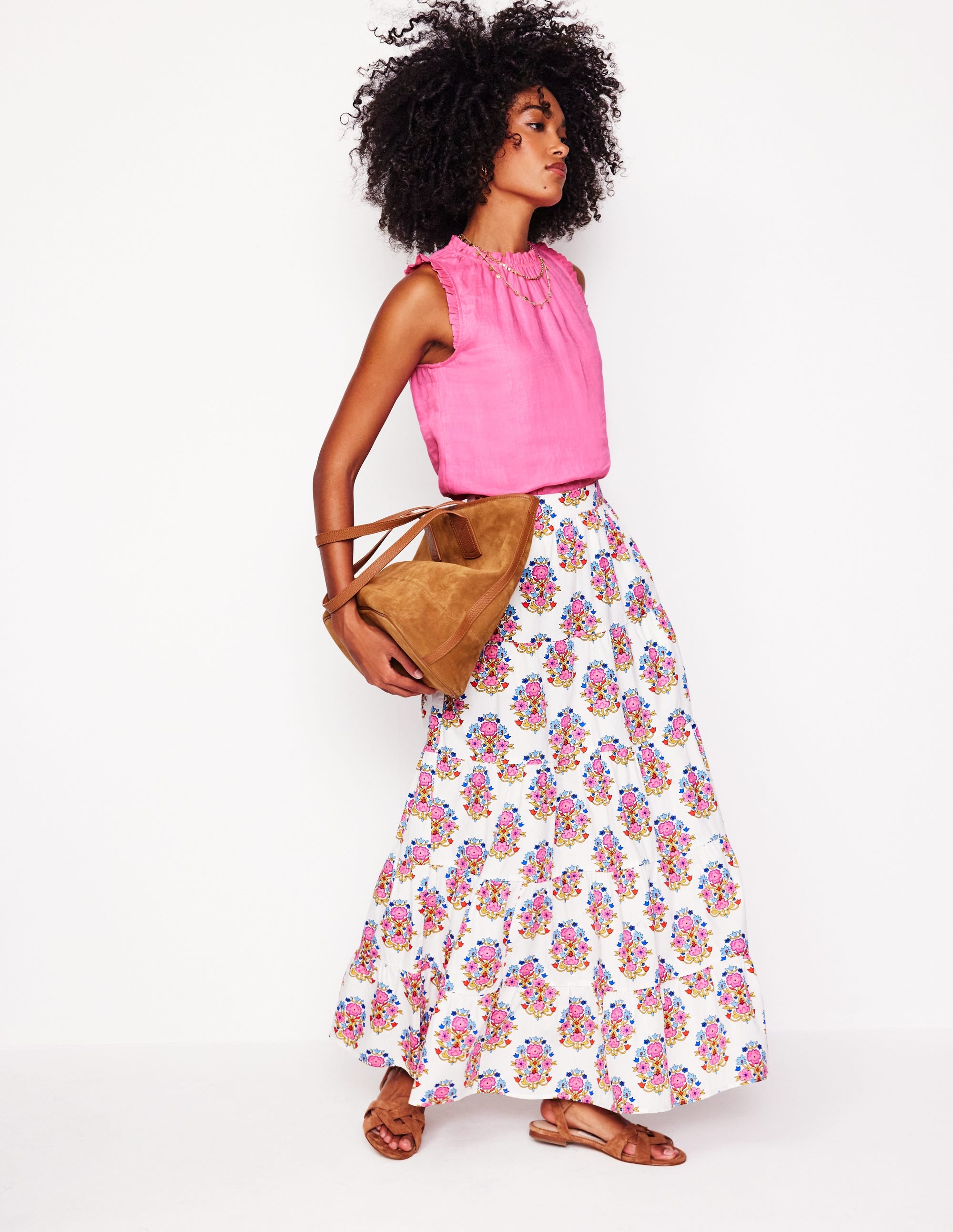 Sophie Ruffle Linen Top-Pink Rose - Image 4