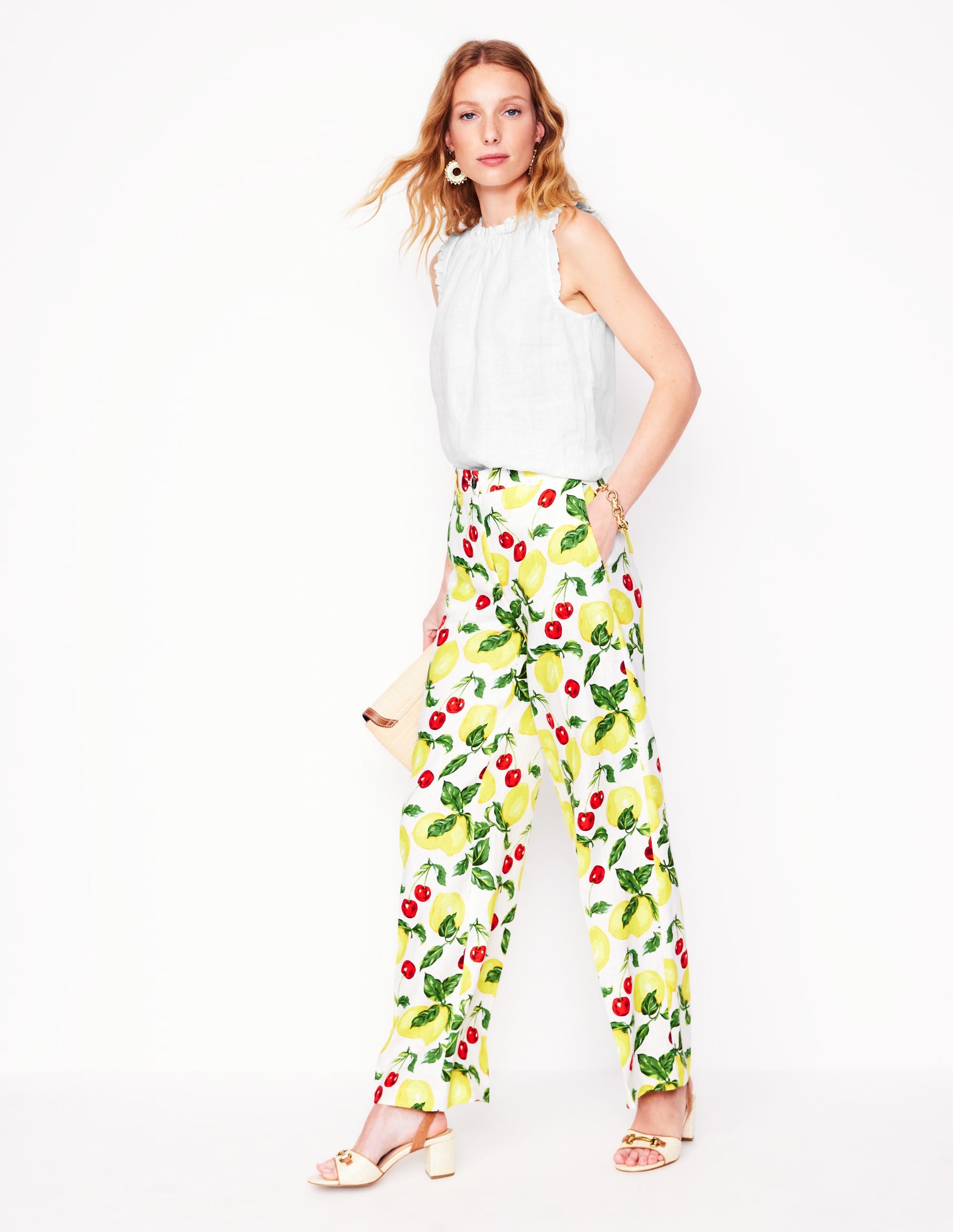 Sophie Ruffle Linen Top-White - Image 4