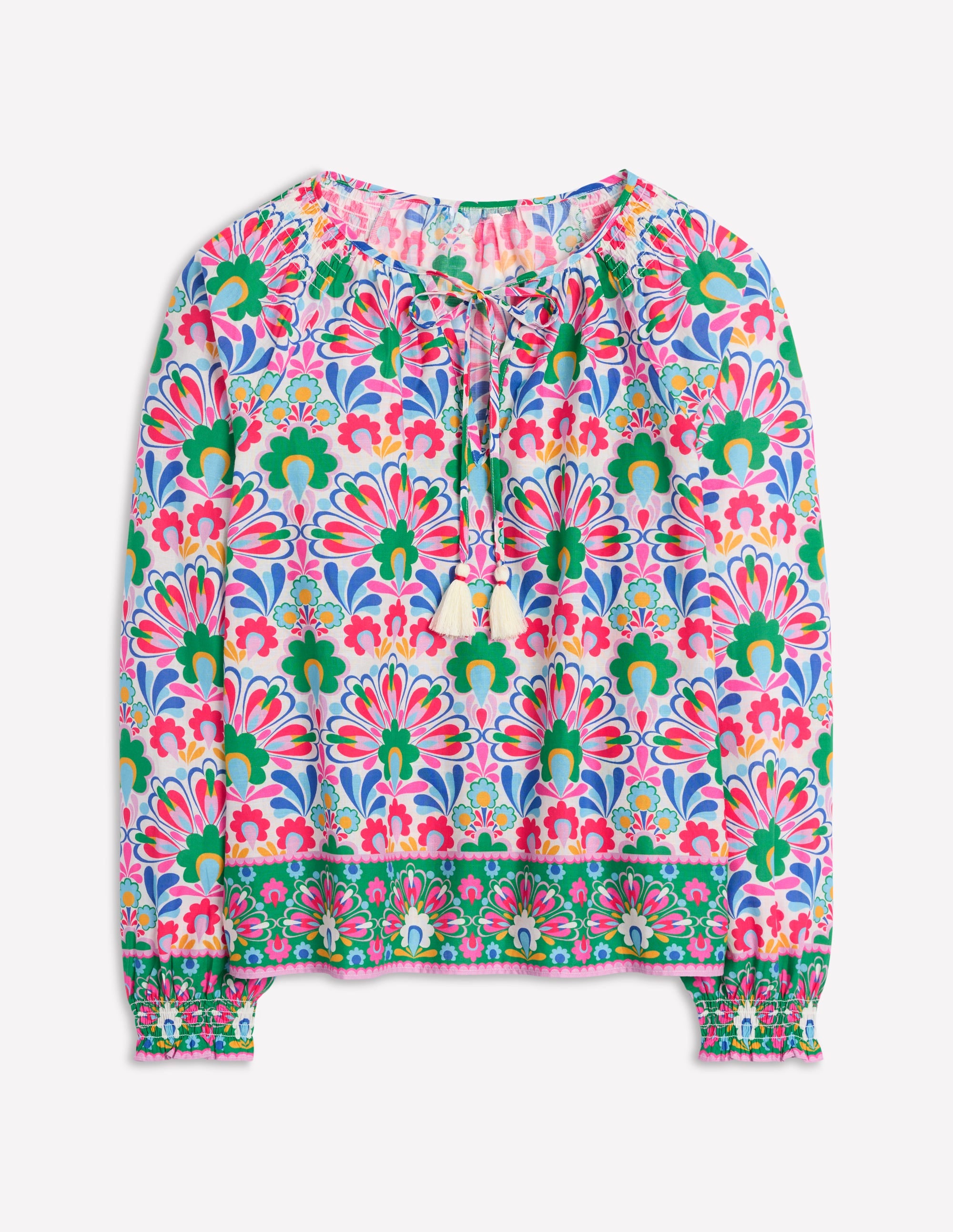 Easy Cotton Blouse-Multi, Decorative Dandelion - Image 6