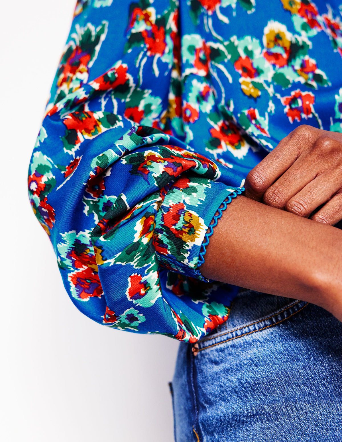 Ara Long Sleeve Top-Gallery Blue, Abstract Posy - Image 6