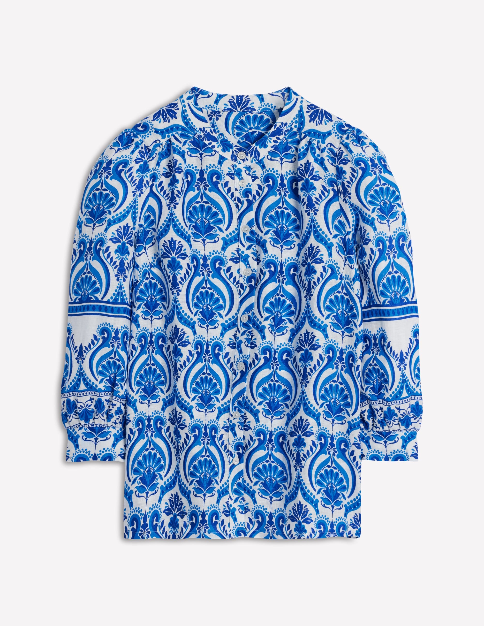 Alicia Linen Top-Blue, Ornamental Floral - Image 9