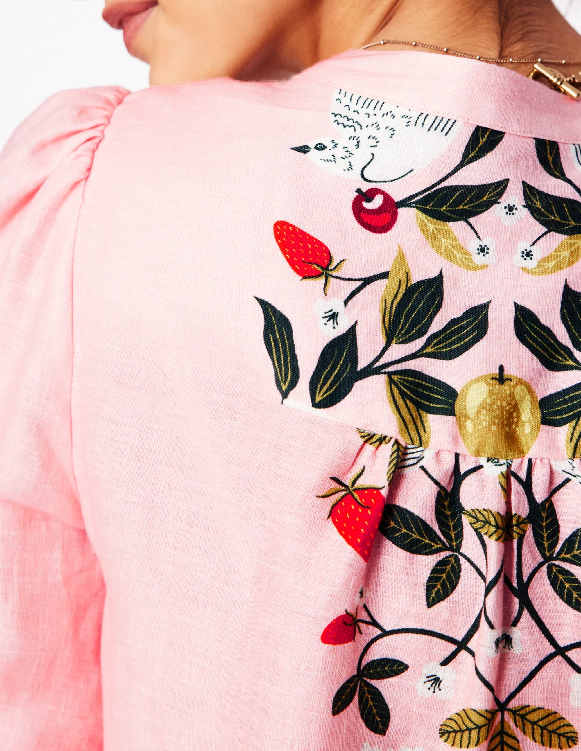 Alicia Linen Top-Provence Pink, Bird Paradise - Image 3